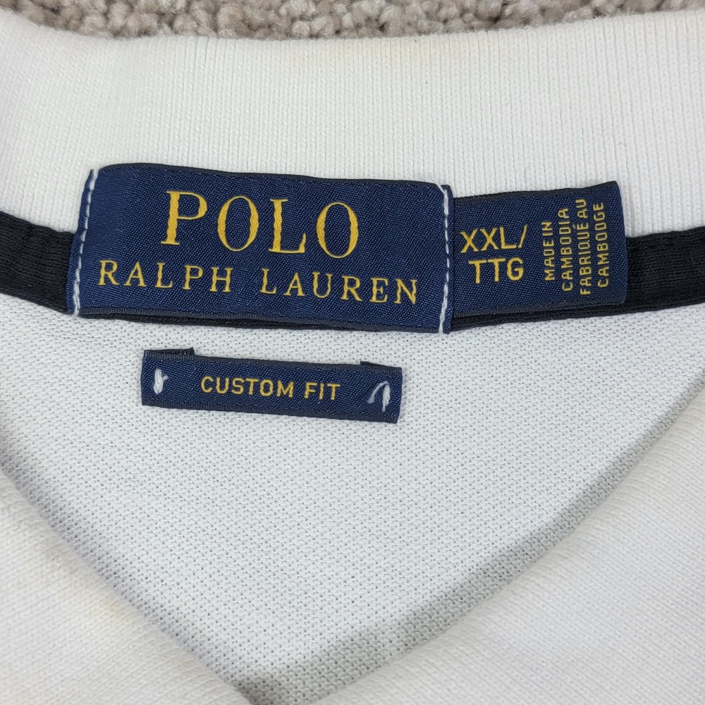 Polo Ralph Lauren Mens Sz XXL Custom Fit Big Pony Long Sleeve Polo Shirt White - Picture 3 of 6